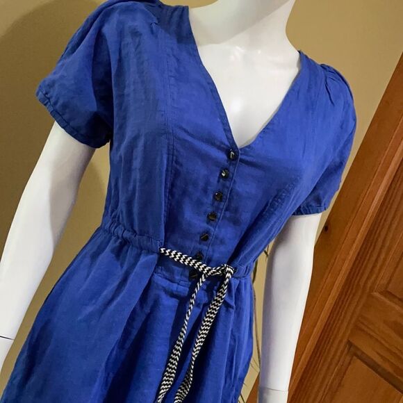 J Crew Royal Blue Sz 4 Dress W/Belt - Picture 1 of 6